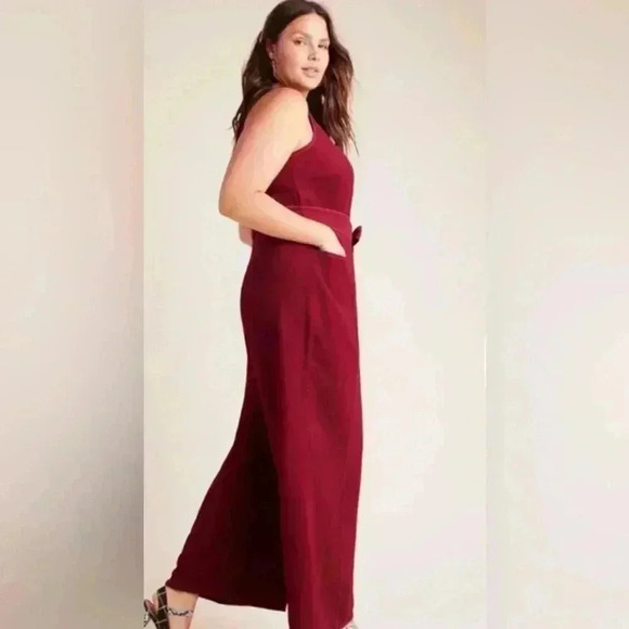 Anthropologie Greylin Jumpsuit Colleen Contrast Stitch belted sleeveless - Picture 3 of 13